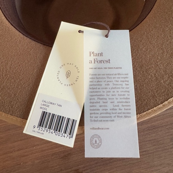 NWT WILL + BEAR Calloway Tan Brown Widebrim Fedora L - Picture 10 of 11